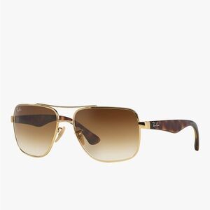 Ray-Ban Gold Frame Sunglasses with Tortoise Arms Men’s